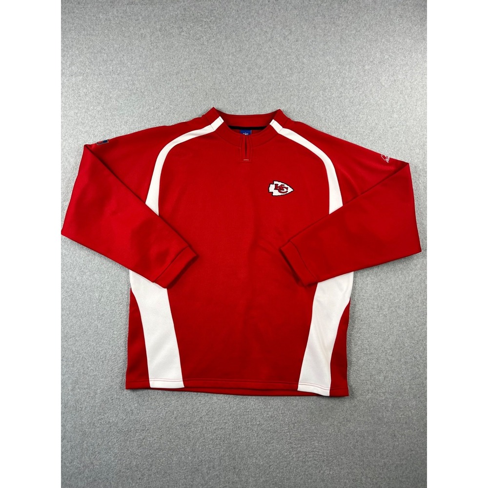Vintage Kansas City Chiefs Sweatshirt Mens XL Red 1/4 Zip Reebok Pullover